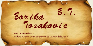Borika Tošaković vizit kartica